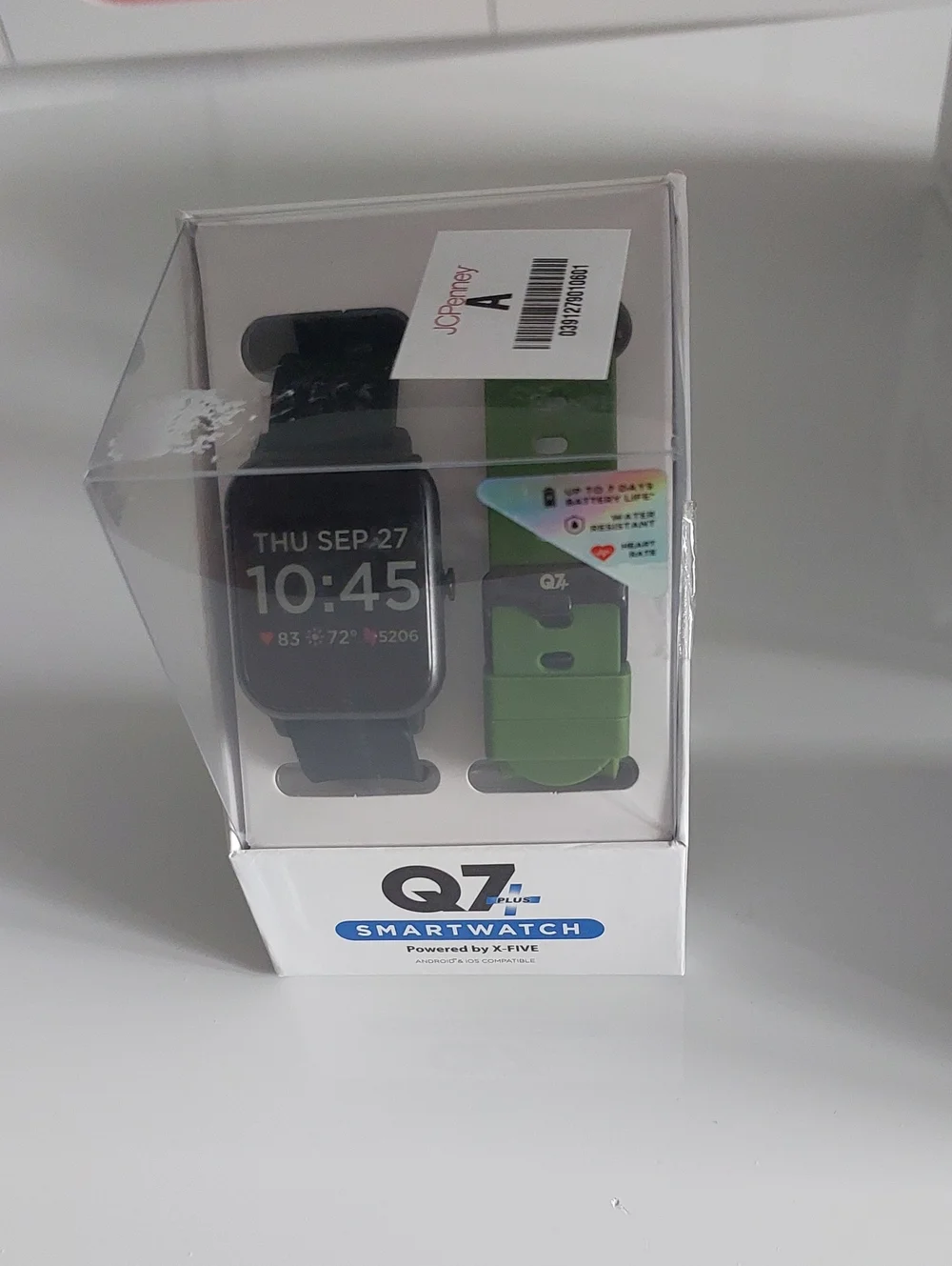 Smartwatch with Black Case and Green Band - Plus Wearable